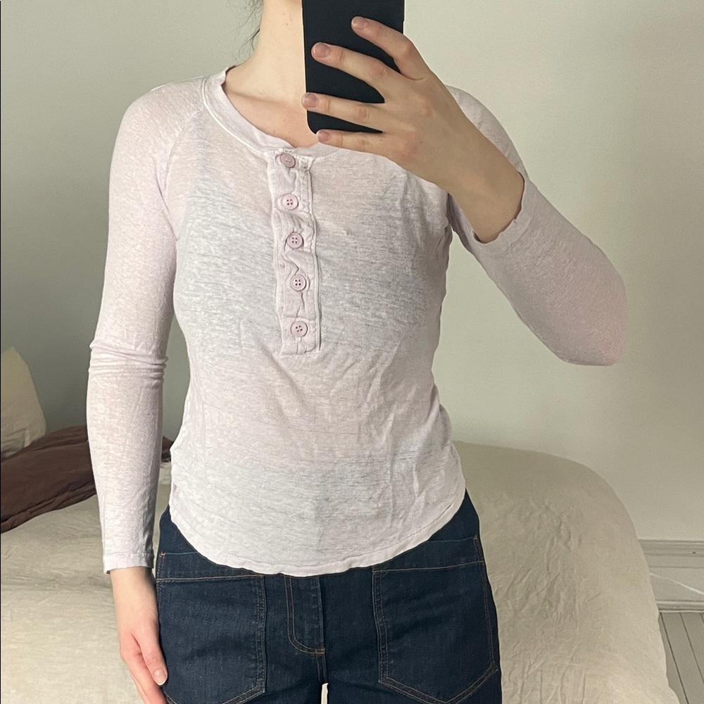 Stateside Soft Pink 100% Linen Long Sleeve, Made in USA